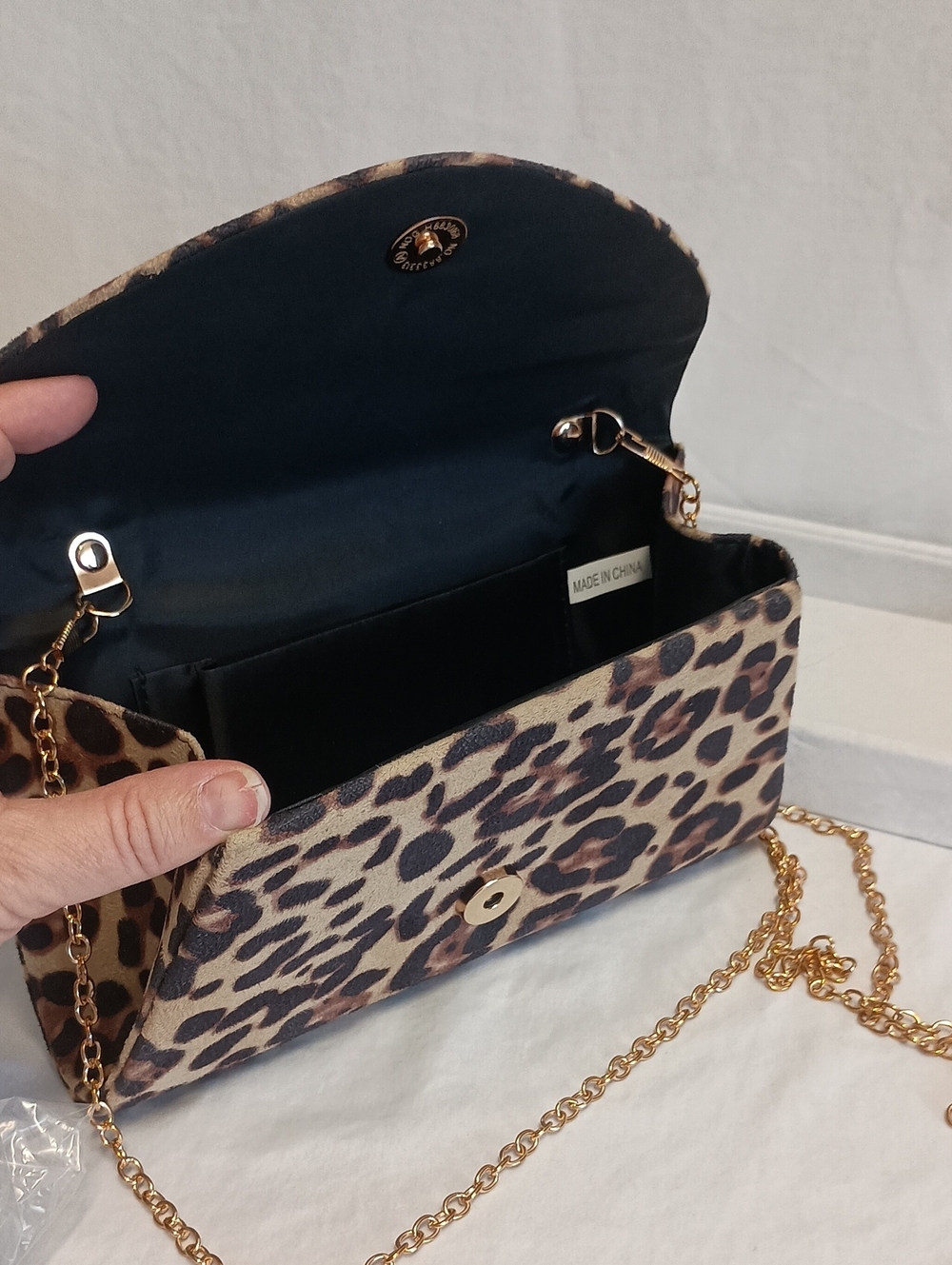 Women's Faux Suede Animal Print Evening Bag Clutch Purse - Picture 4 of 7